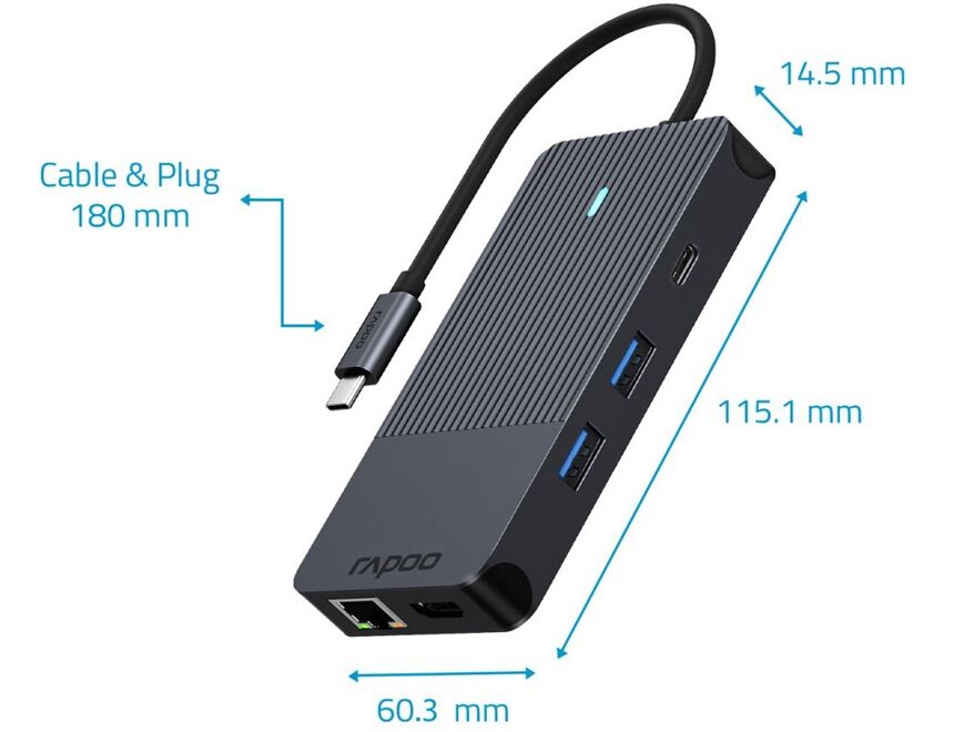 Rapoo 217692 USB-C 10-in-1 Multiport Adapter