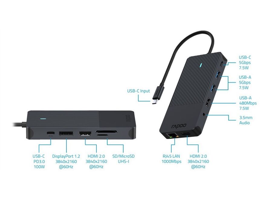 Rapoo 217693 USB-C 12-in-1 Multiport Adapter