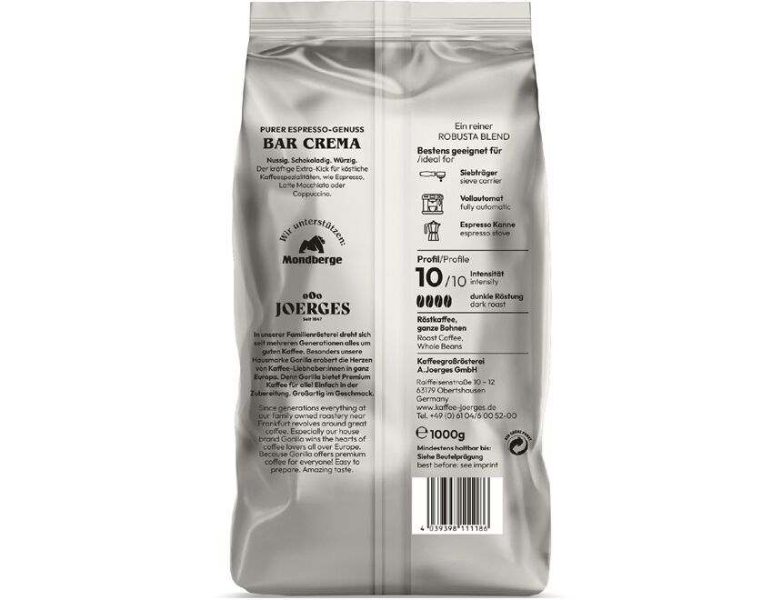 joerges GORILLA ESPRESSO BAR CREMA