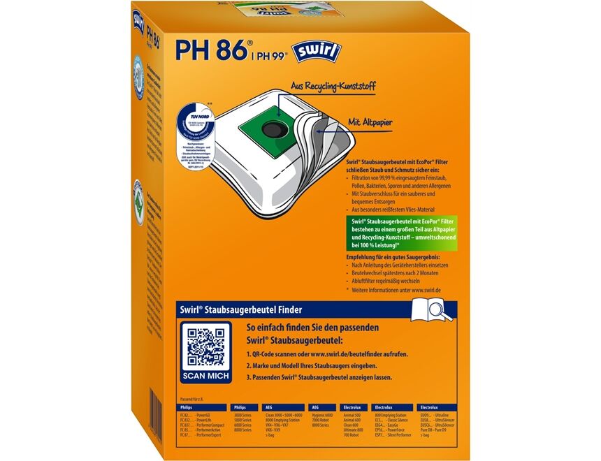 Swirl Staubsaugerbeutel PH 86 MP Plus AirSpace