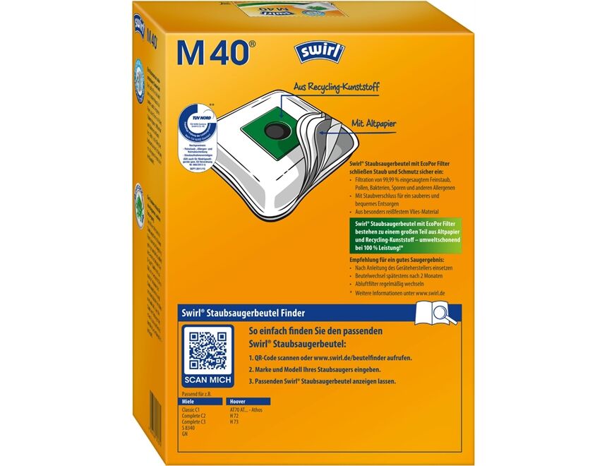 Swirl Staubsaugerbeutel M 40 (M 54) MP Plus AirSpace