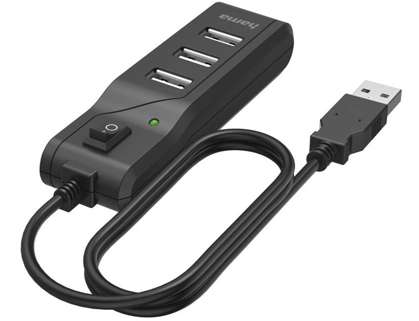 Hama 200118 USB-A-Hub 4 Ports mit Schalter